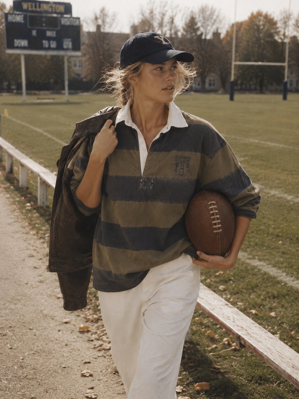 Vintage GANT Women’s  Rugby Stripe Oversized shirt - Olive & Charcoal